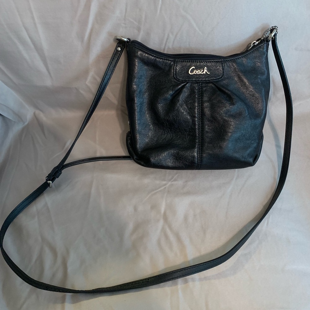 Coach Leather Crossbody Blk/Slv